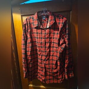 Chaps Red and Black Plaid Button-Down Shirt